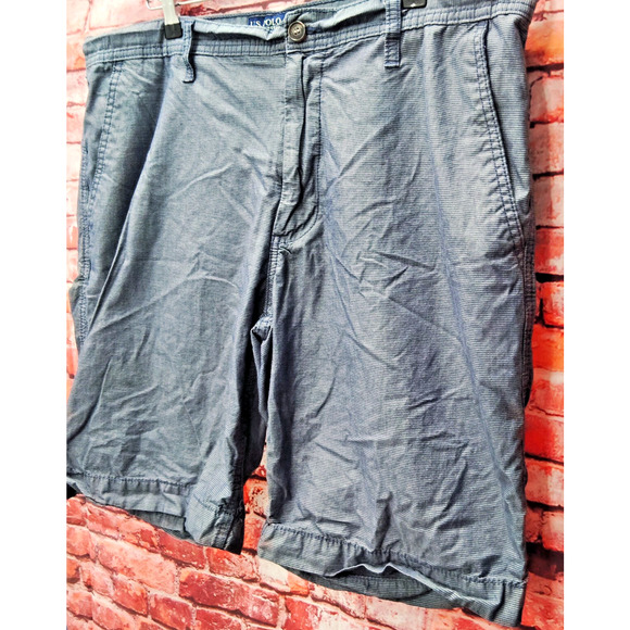 US Polo Assn. Chino Shorts Men 38 Gray Pinstripe Classic Flat Front Slash Pocket - Picture 8 of 8